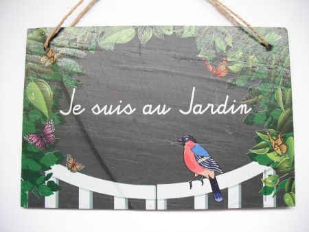 Je suis au jardin ardoise 200 x 300 mm